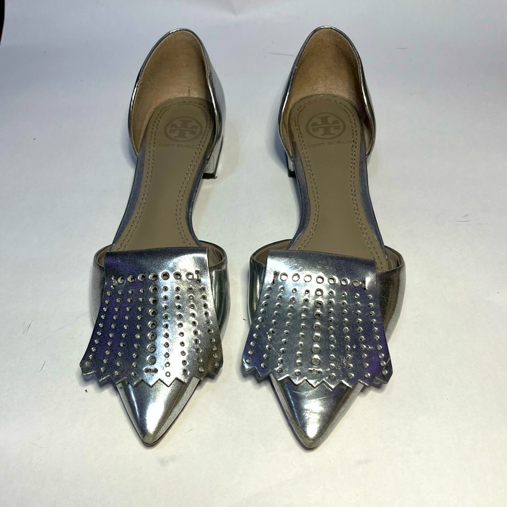 Tory Burch silver flats size 6